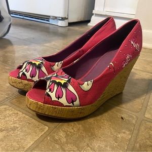 Ed hardy pink heels 8.5 super cute